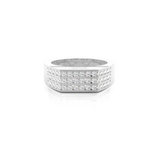 Channel Setting Round Diamond Mens Ring