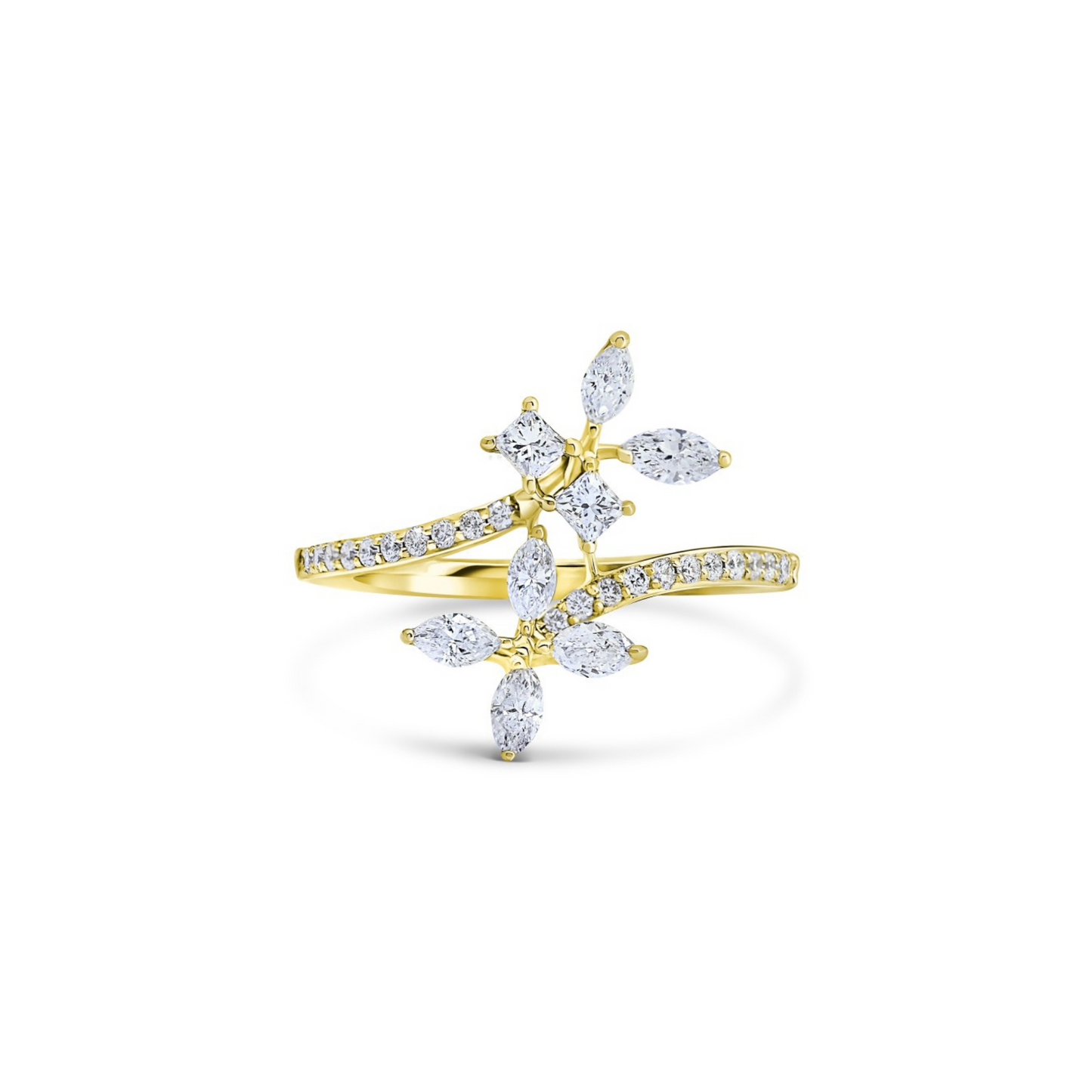 DIAMOND FLOWER BYPASS RING