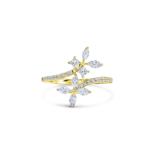 DIAMOND FLOWER BYPASS RING