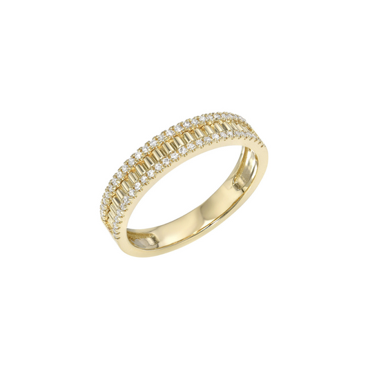 LIVEN CO. DNA TEXTURE FINGER RING DIAMOND EDGE GOLD