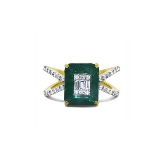 EMERALD & DIAMOND ORBITAL RING