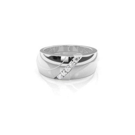 Channel Setting Round Diamond Mens Ring