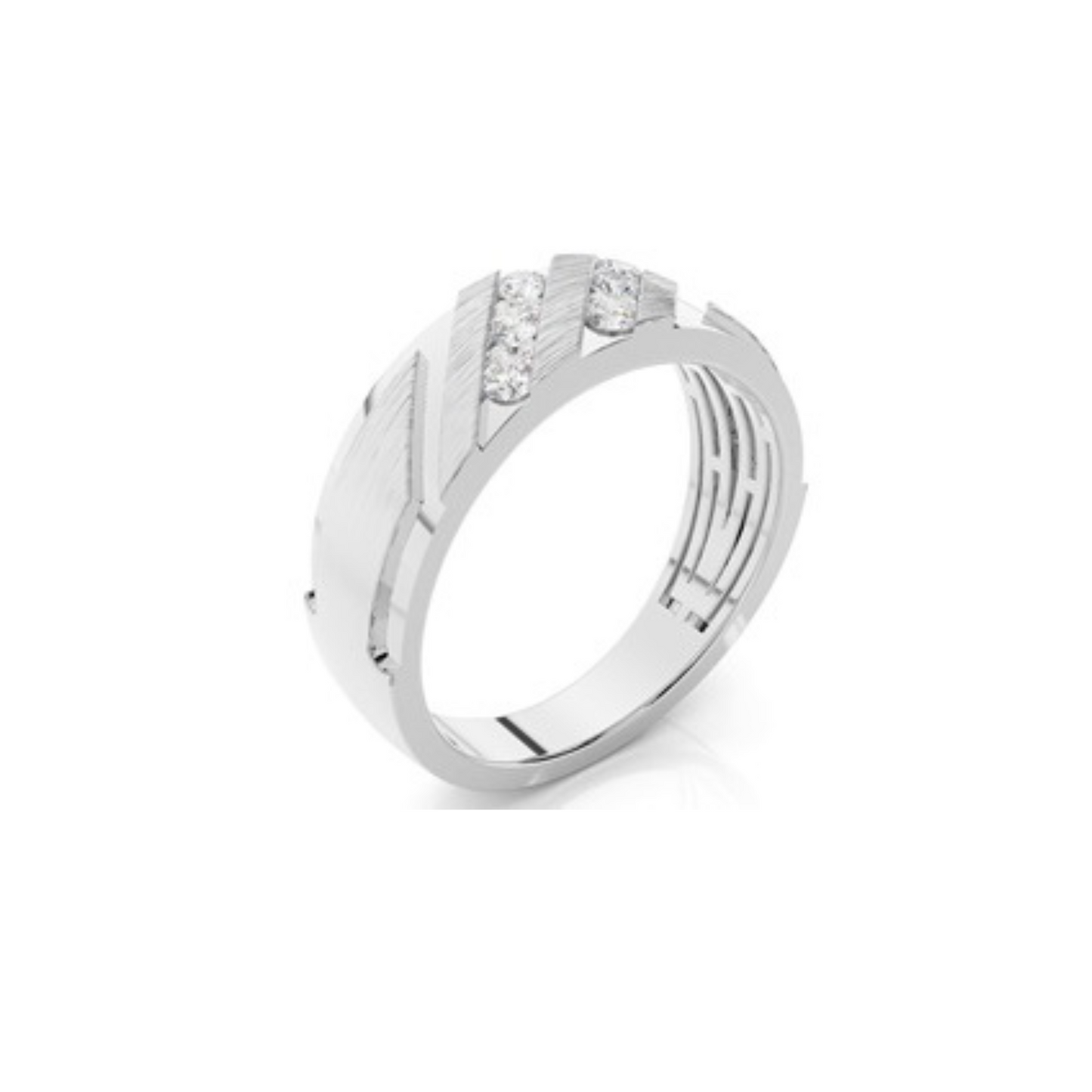 Semi Bezel Setting Round Diamond Mens Ring