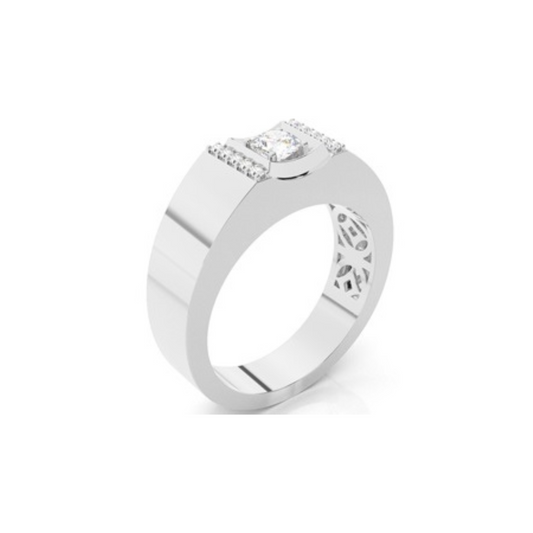 4 Prong Setting Round Diamond Mens Ring