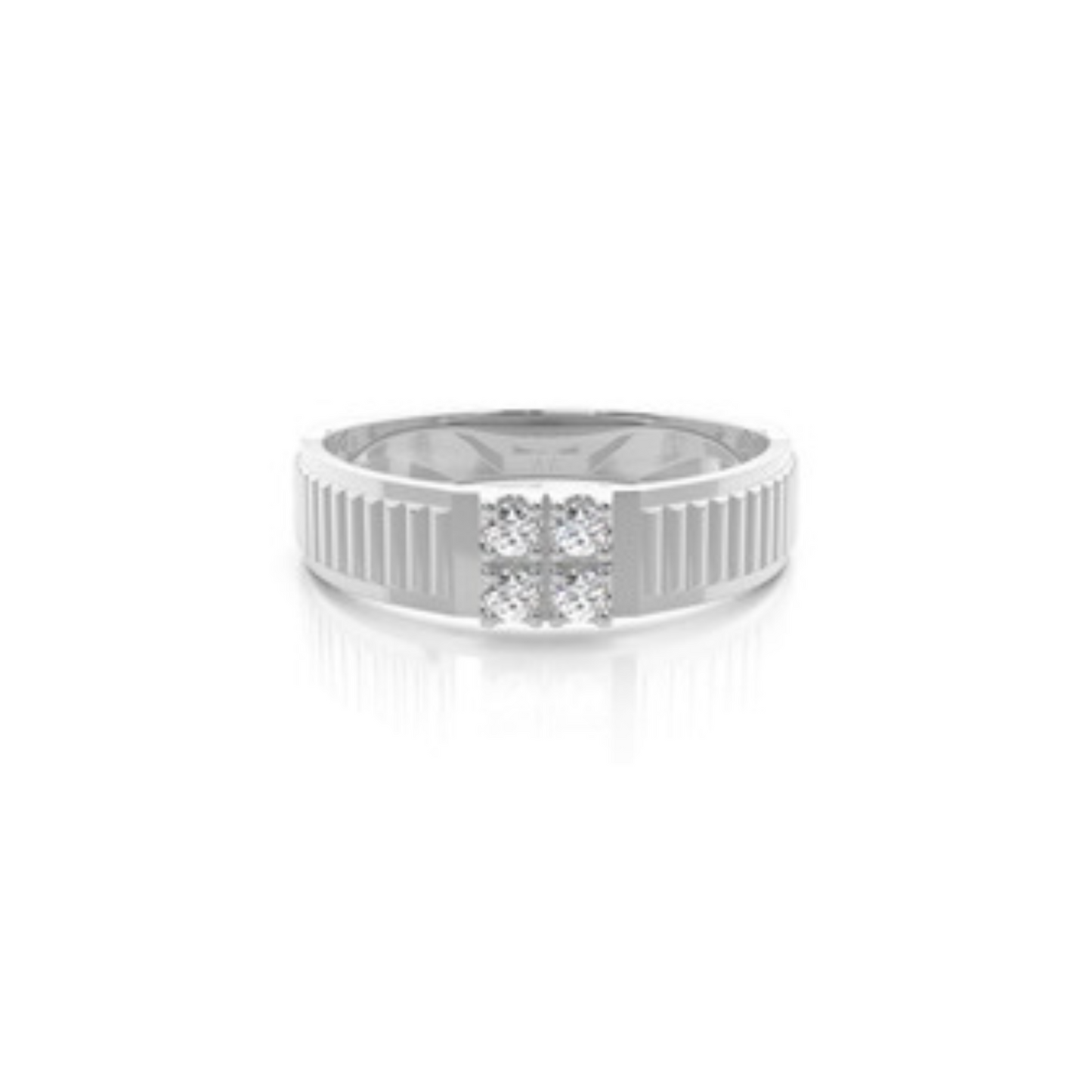 Bar & Prong Setting Round Diamond Mens Rings