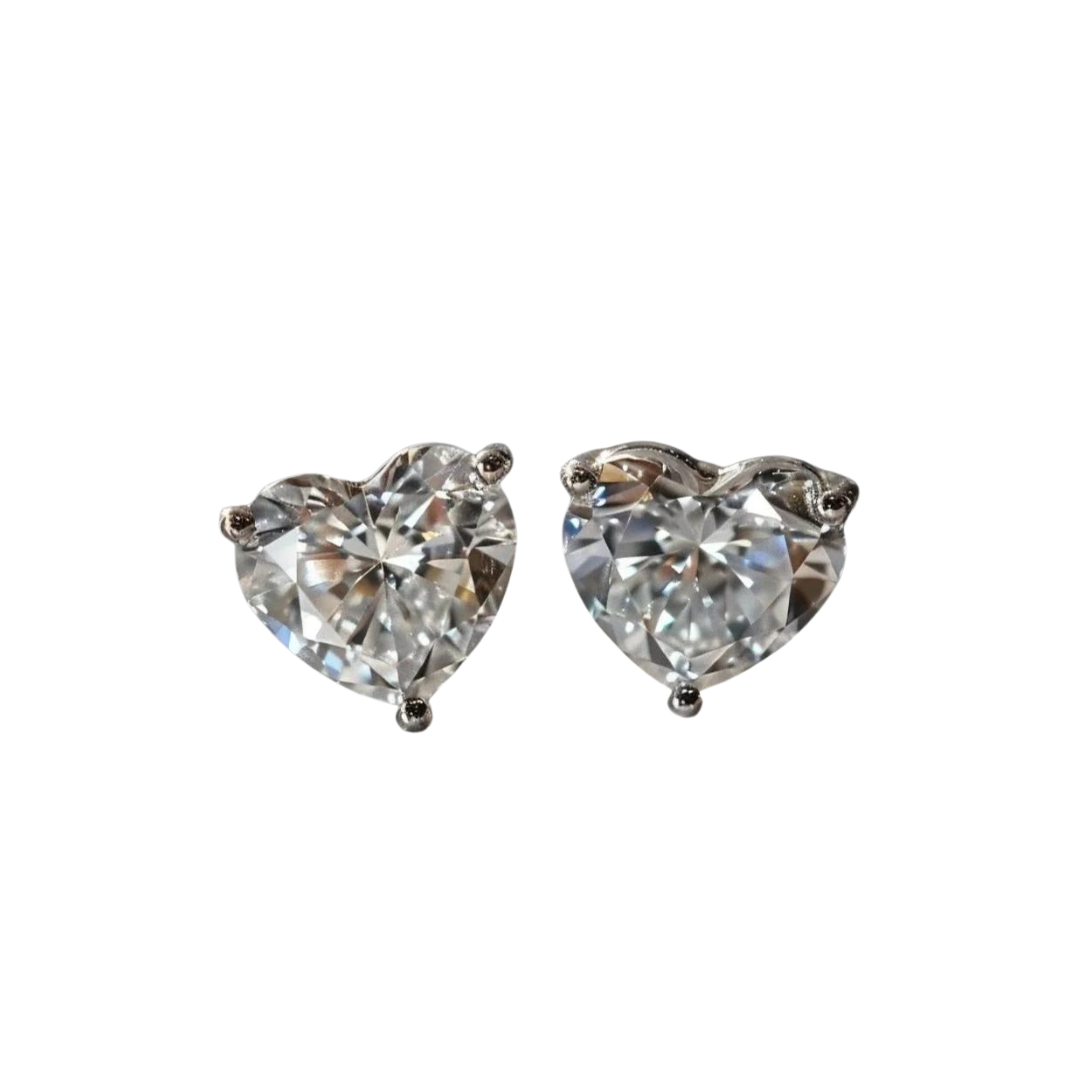 Elegance 0.5ct Heart Solitaire Lab Diamond Earrings