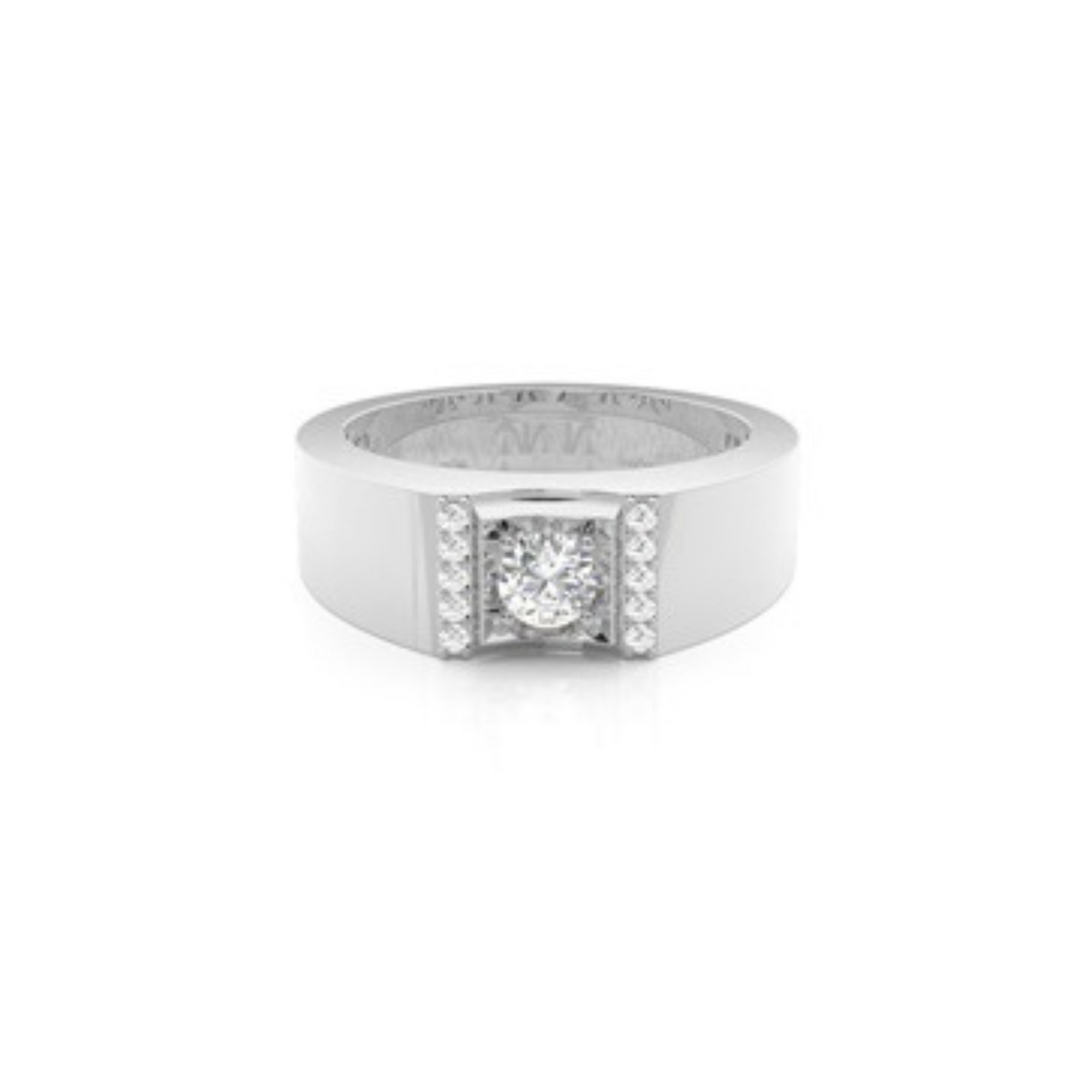 4 Prong Setting Round Diamond Mens Ring