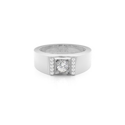 4 Prong Setting Round Diamond Mens Ring