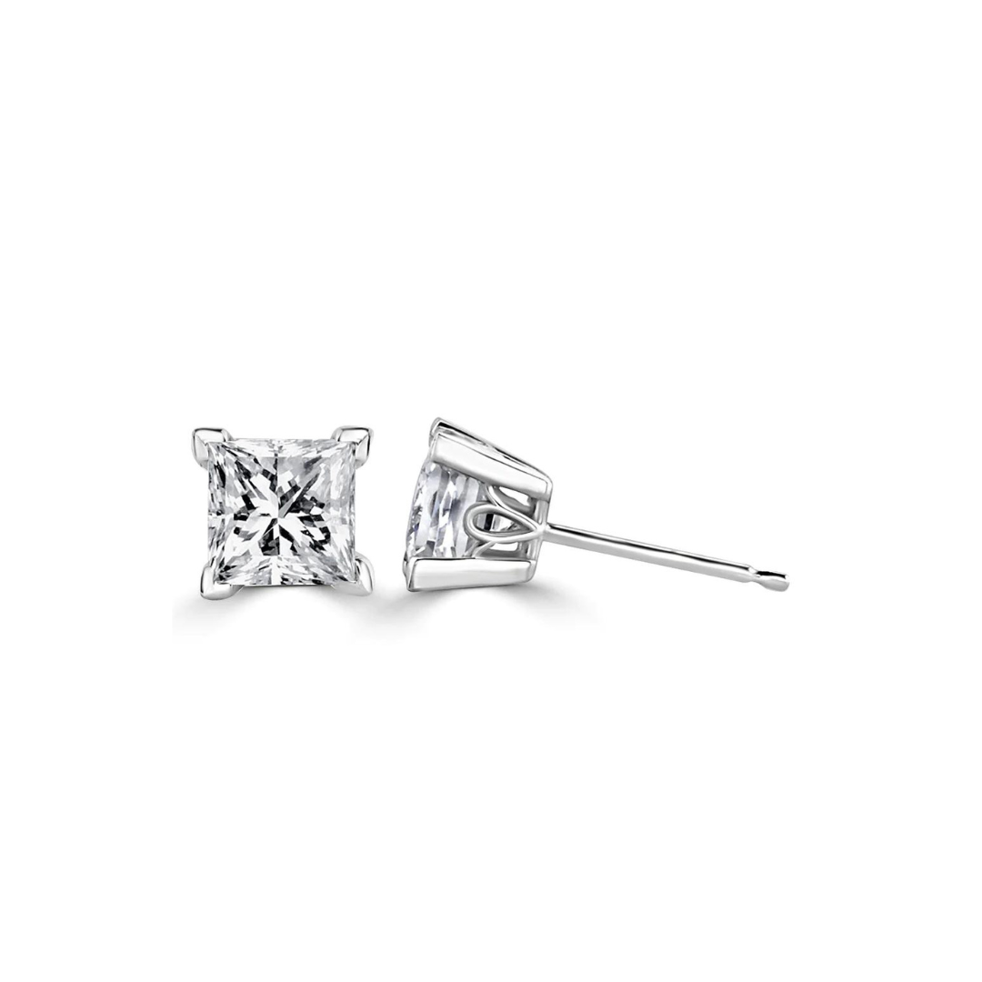 Likhaph 2 ct Princess Lab Diamond Stud Earrings