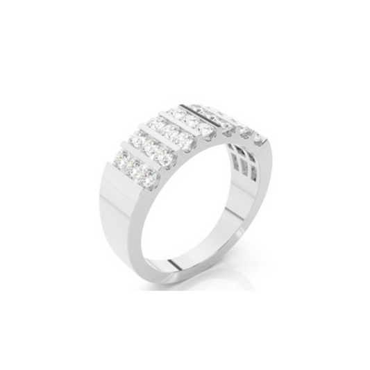 Channel Setting Round Diamond Mens Ring