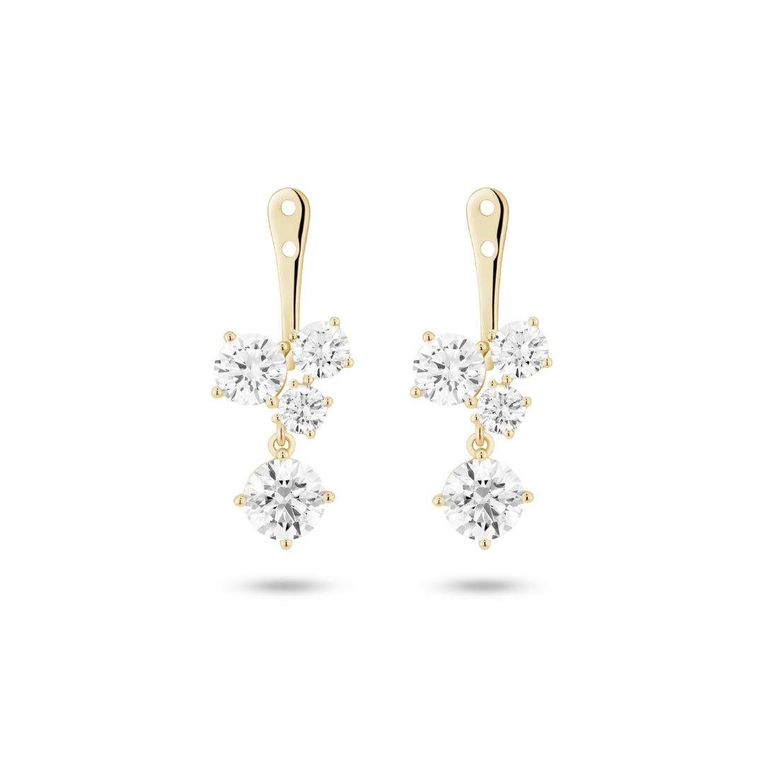 Lab-Grown Diamond 3³⁄₁₀ct. tw. Round Brilliant Cluster Ear Jacket Earrings