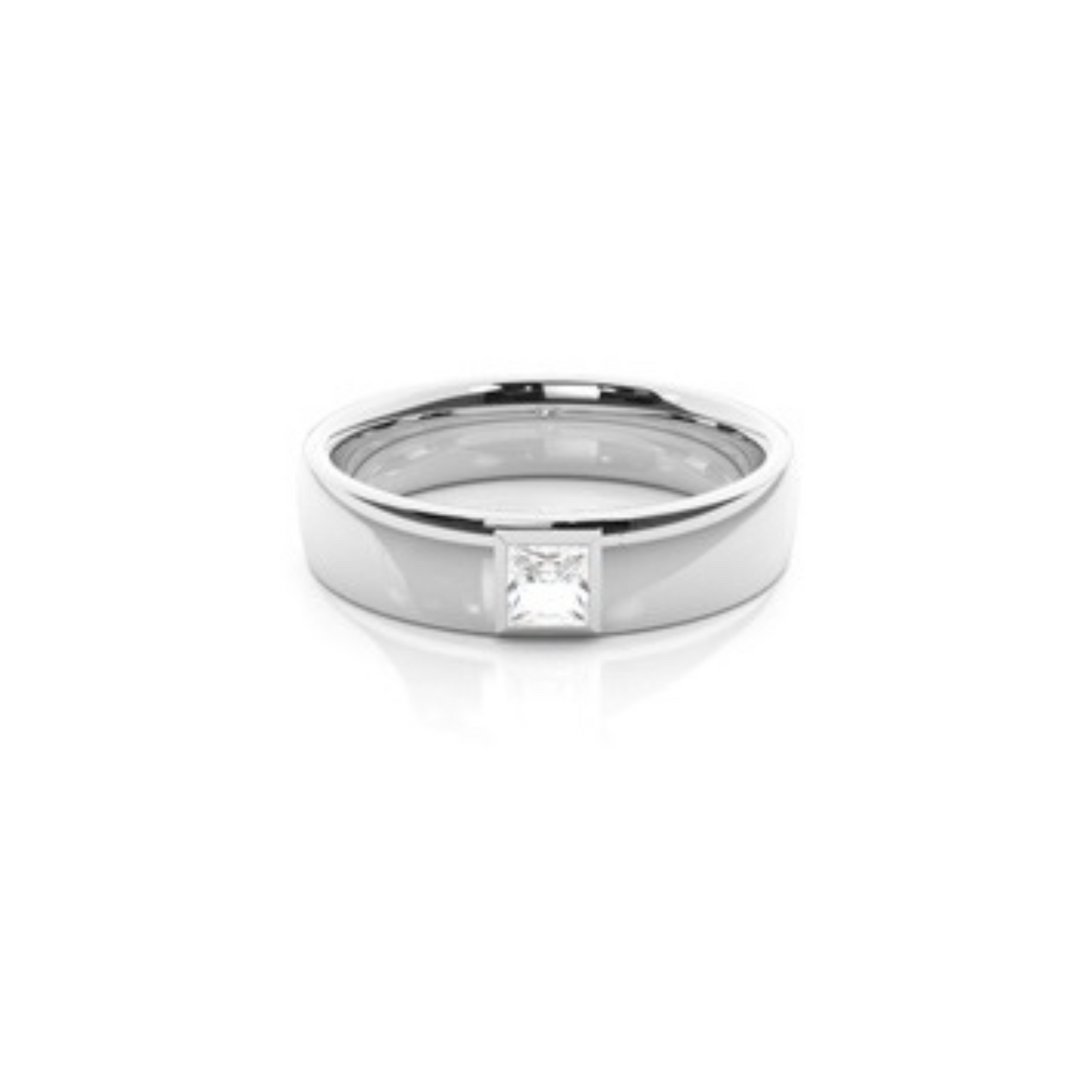 Full Bezel Setting Princess Diamond Mens Ring