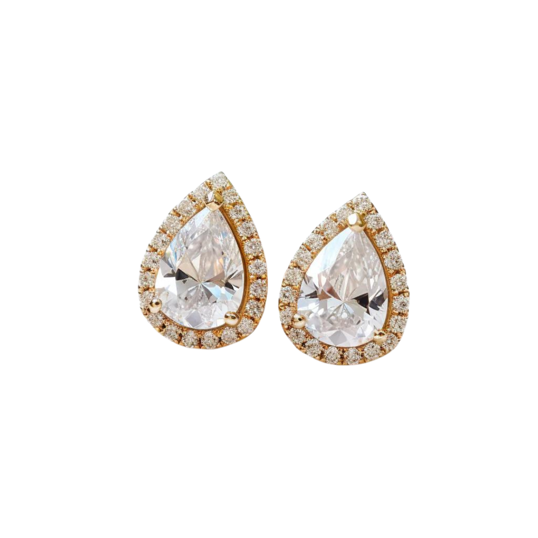 Ace sing 2ct Pear Halo Lab Diamond Earrings